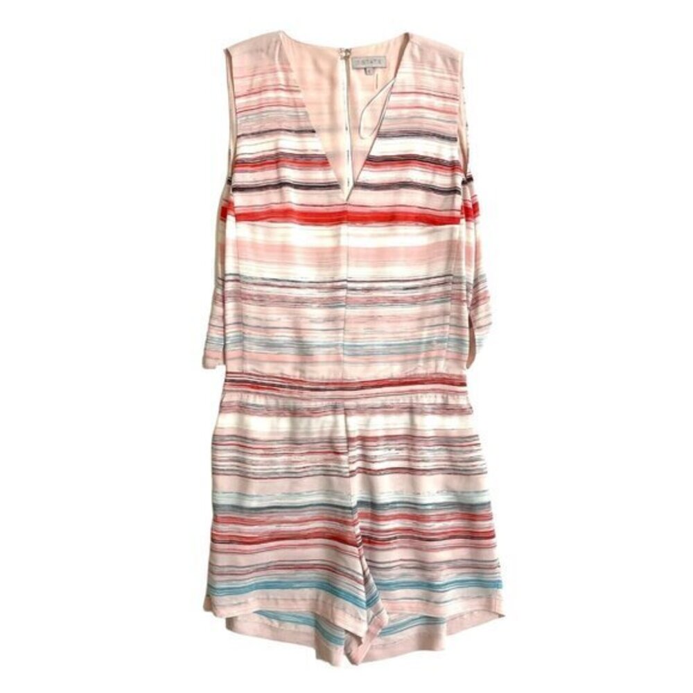 1.State Romper Playsuit Elastic Waist Striped Sleeveles Pink SZ 6 New